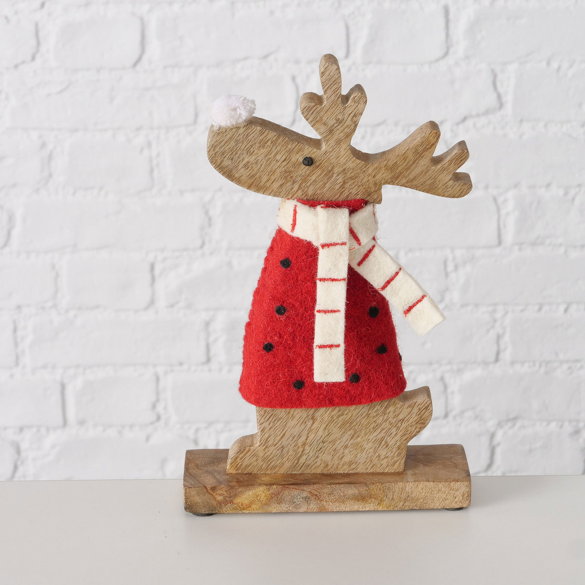 Figur Irschel sortiert Hirsch 15 x 4,5 x 25 cm cremeweiß rot Textil Holz Bild 5