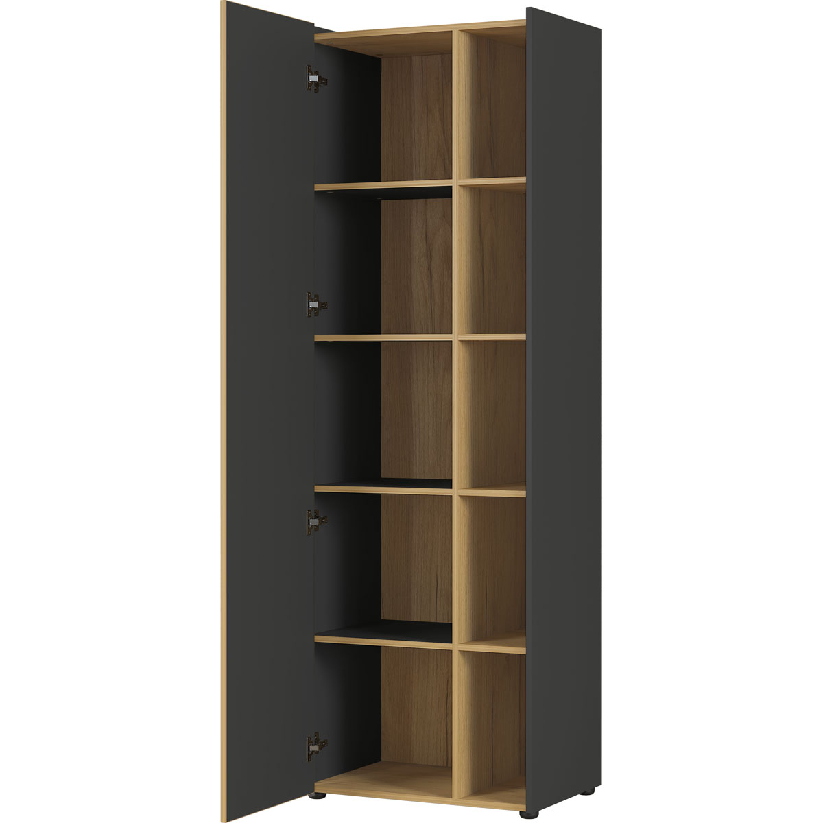 Aktenschrank Antonio mit offenen Fächern 62 x 188 x 42 cm graphit/Navarra-Eiche-Nachbildung Bild 2