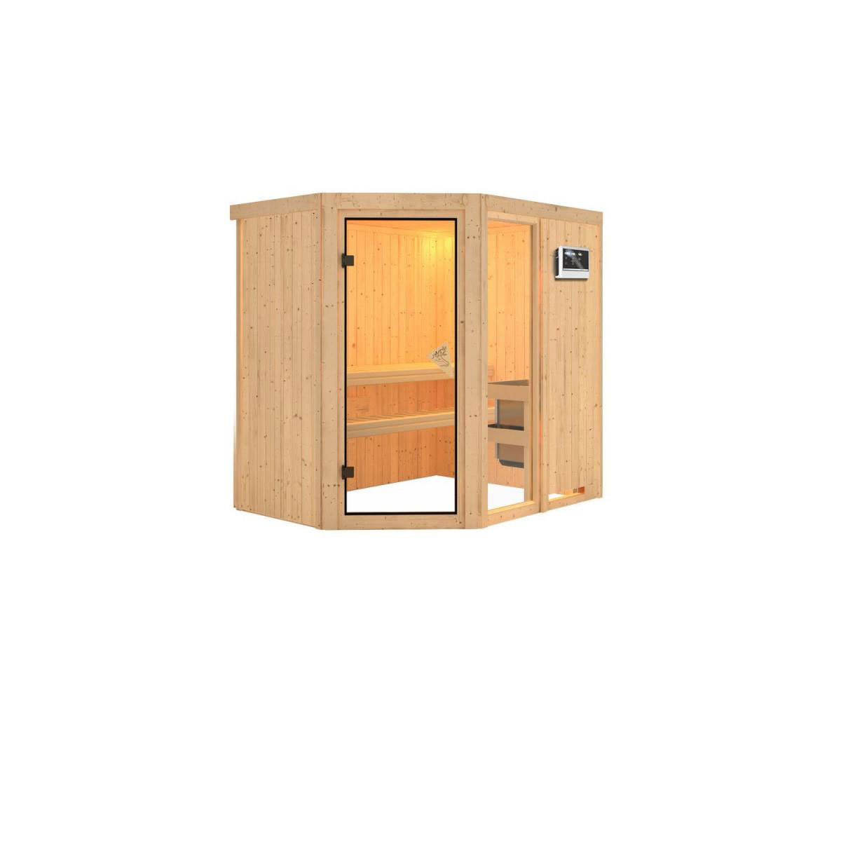 Karibu Systemsauna Fiona 1 68 mm 9 kW Ofen Bio externe Strg ohne Dachkranz Bild 2