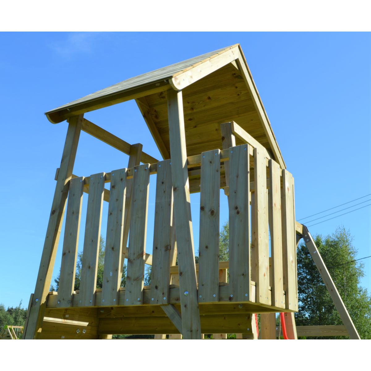 Wendi Toys Spielhaus Flamingo inkl. Rutsche, Kletterwand und Schaukel 290x340x270 cm