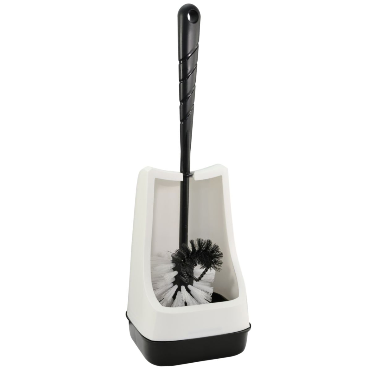 WC-Garnitur Hoch/Eckig Kunststoff Weiß-Schwarz Randreiniger