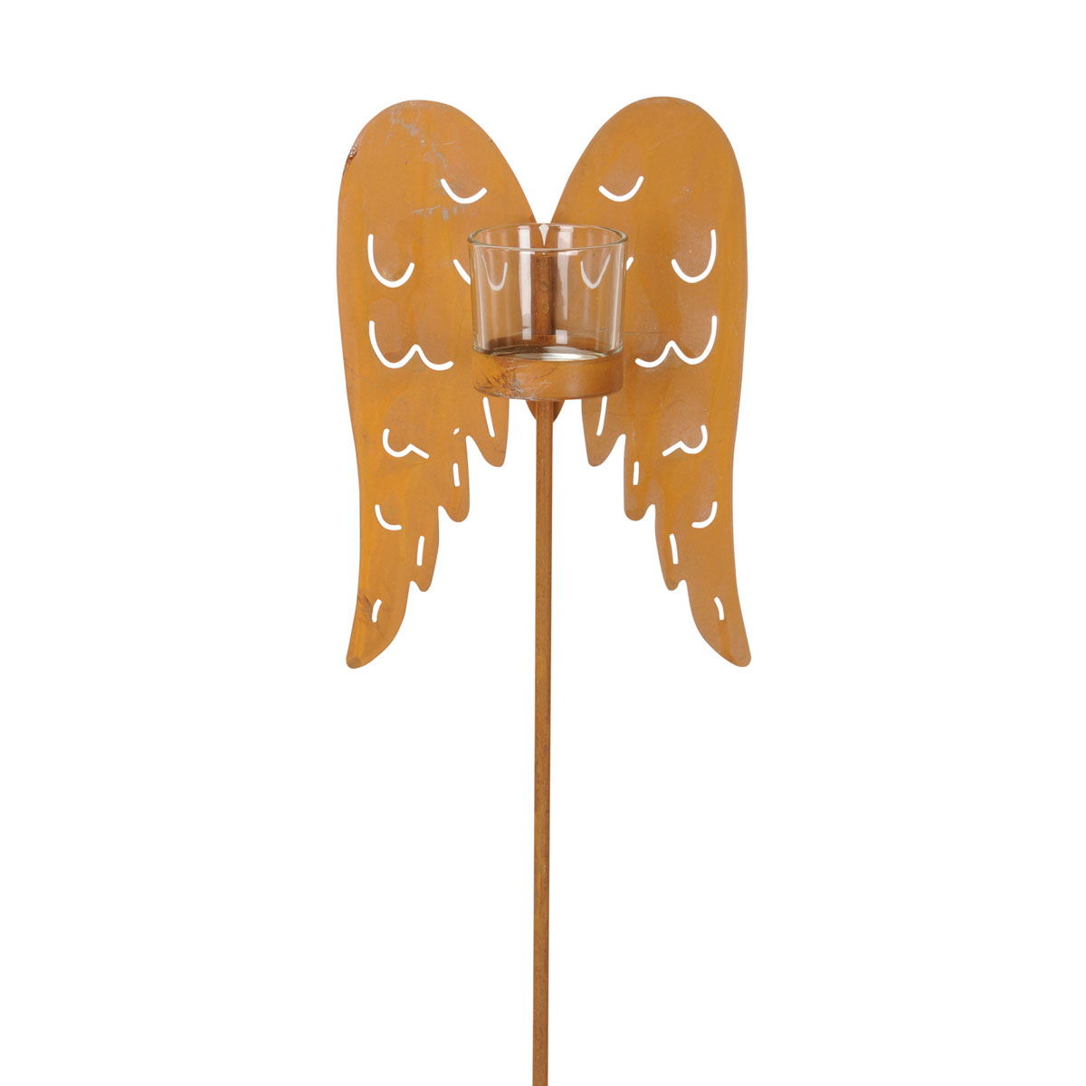 Windlicht Engelsflügel am Stab 14 x 85 x 7 cm rost Eisen