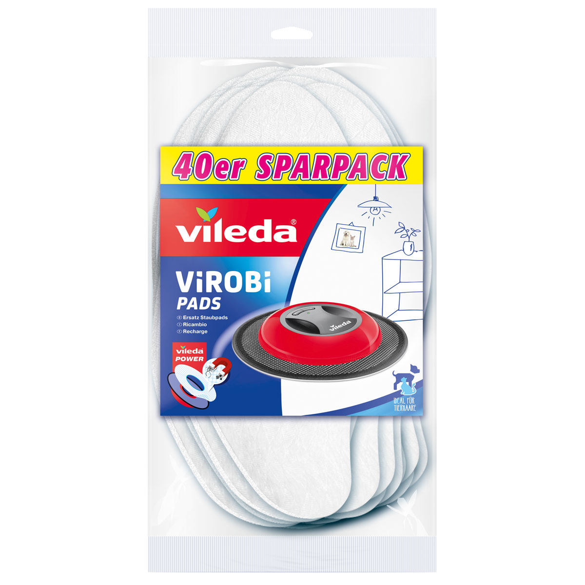 Vileda Ersatz-Staubpads Virobi Slim 40 Stück