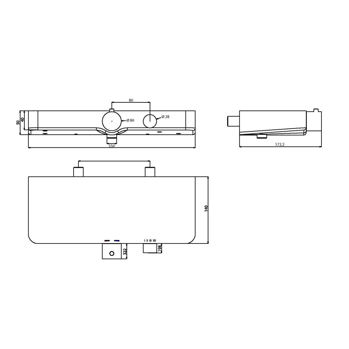Thermostat Duscharmatur Ocean chrom/Anthrazit mit Ablage Bild 3