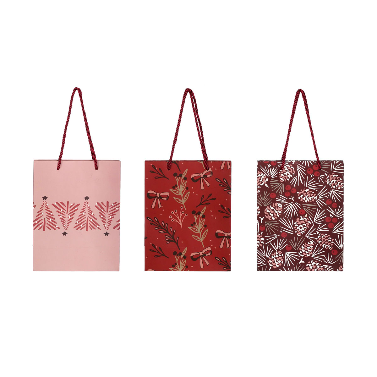 Weihnachtstüte sortiert rot rosa bordeaux 18 x 10 x 23 cm