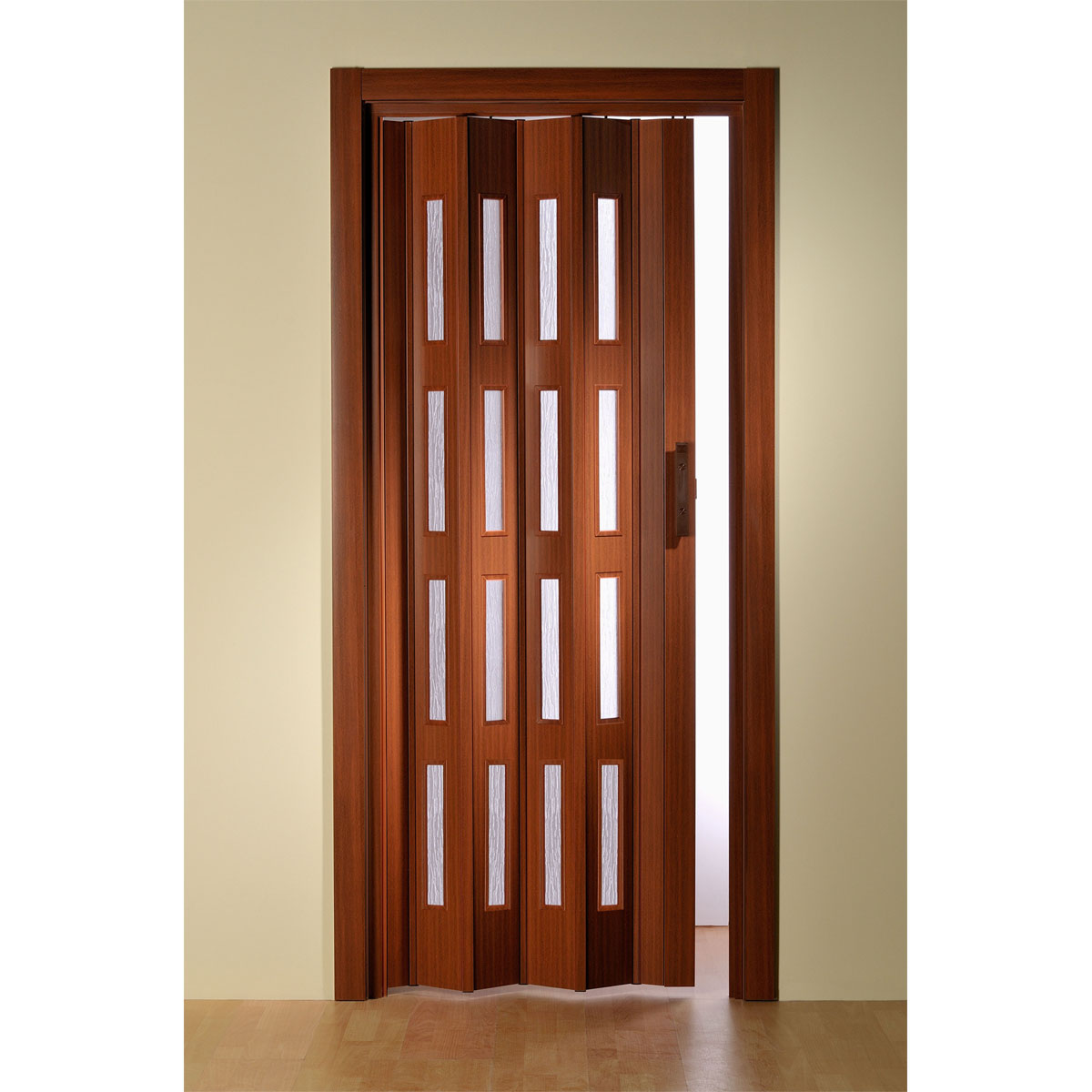 FORTE Kunststoff-Falttür Luciana B 88,5 x H 202 cm Mahagoni 4 Fenster Bild 1