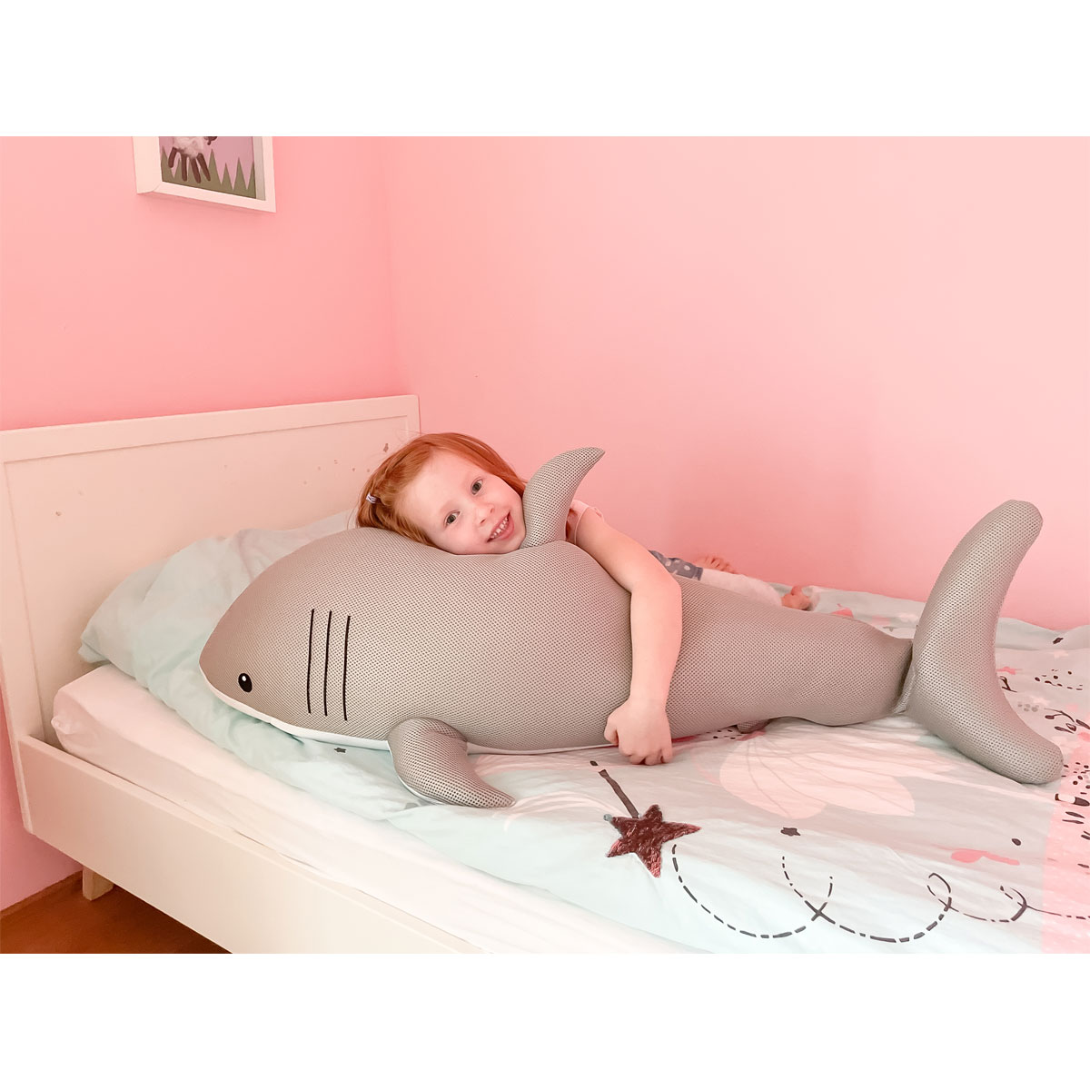 Westmann Sitzsack & Schwimmtier Hai 111x45x38cm Hellgrau Bild 7