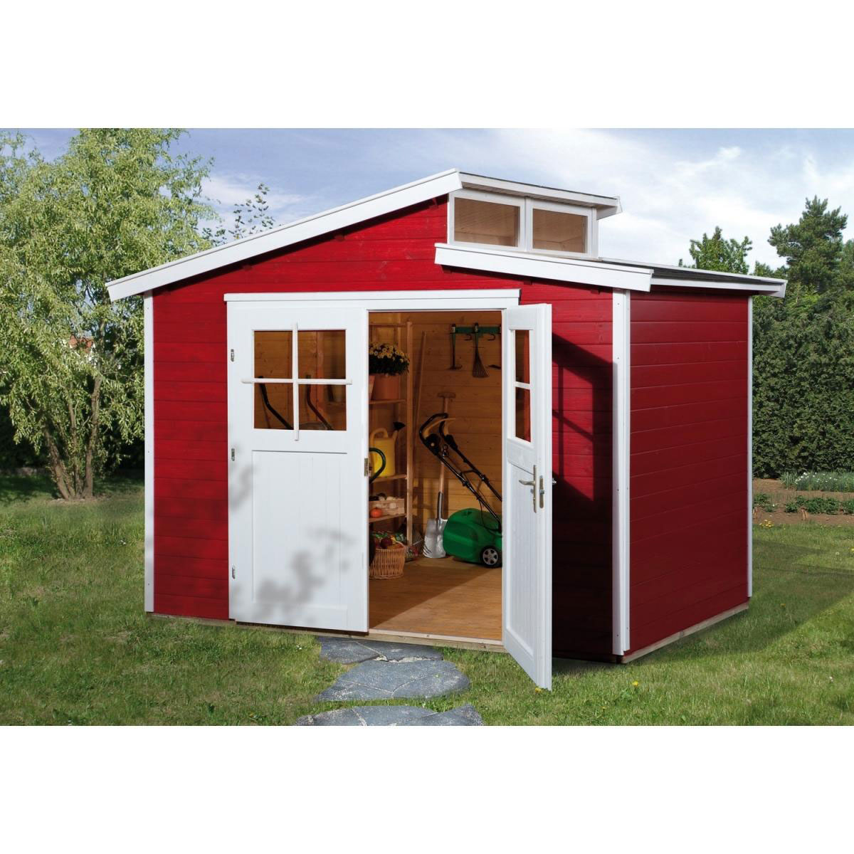 Weka Gartenhaus 226 327 x 231 x 252 cm rot Bild 1
