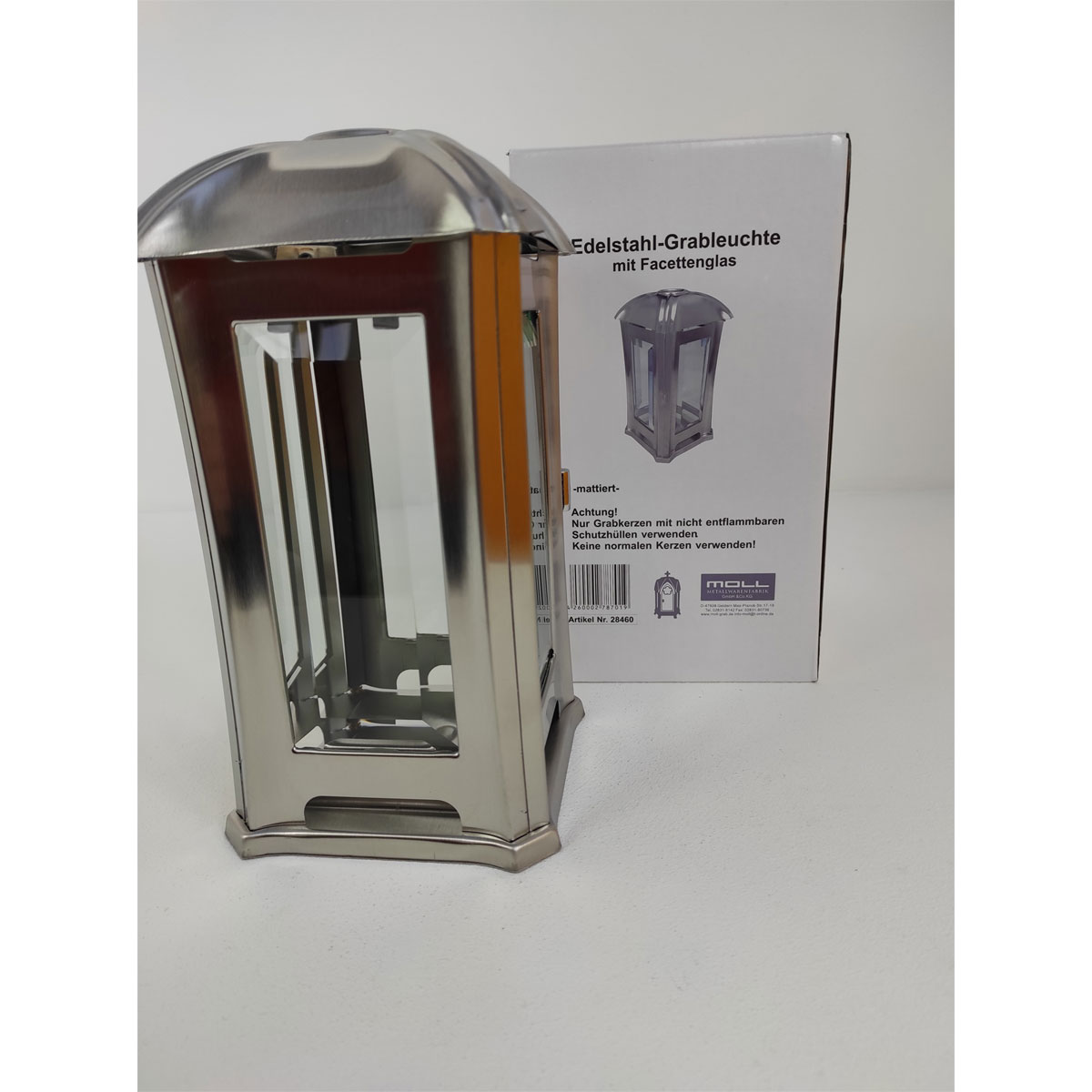 Grablampe Edelstahl mit Facettenglas matt Bild 2