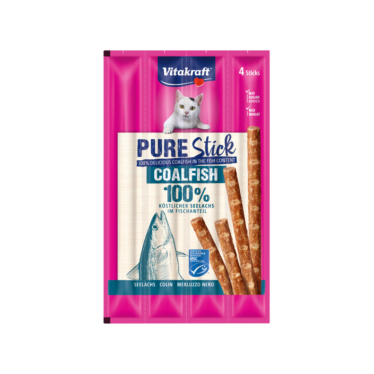 Vitakraft Cat Pure Stick Seelachs 4 x 5 g MSC
