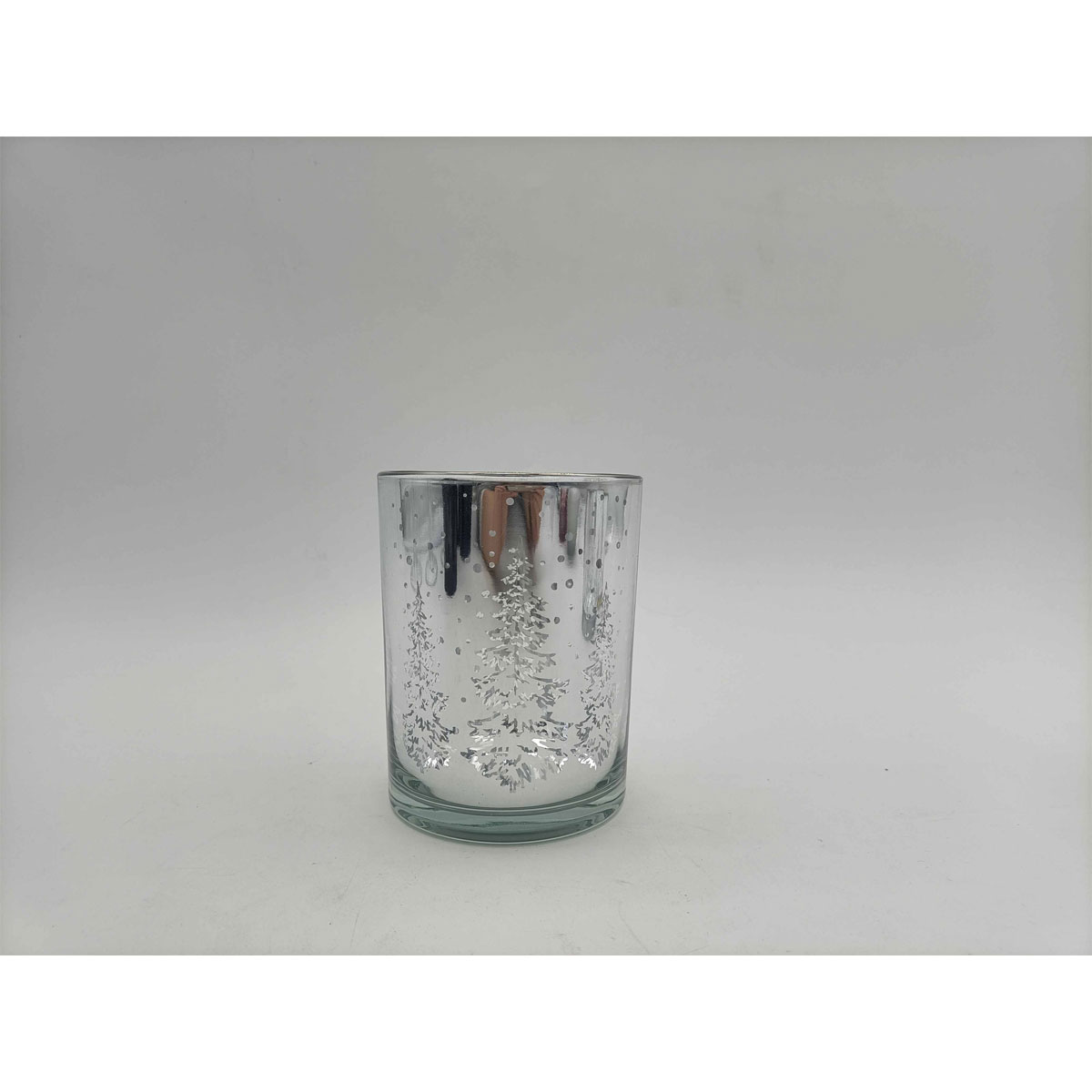 Gl.-Teelicht Silver-Trees 7,3x8cm