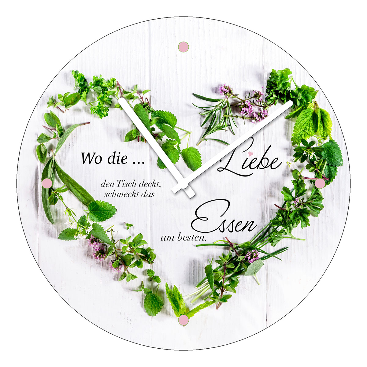 Time-Art Liebe und Essen Dm 20 cm Glasuhr