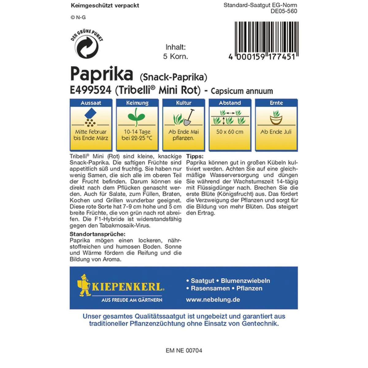 Kiepenkerl Paprika Tribelli Mini rot Bild 2