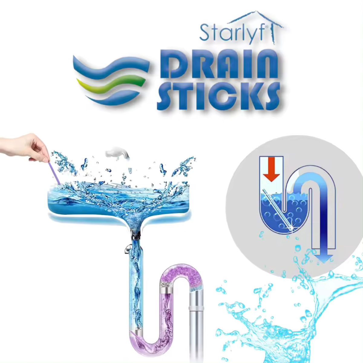 Starlyf Abflussreiniger Stäbchen Drain Sticks 12 Stück Zitronenduft Bild 4