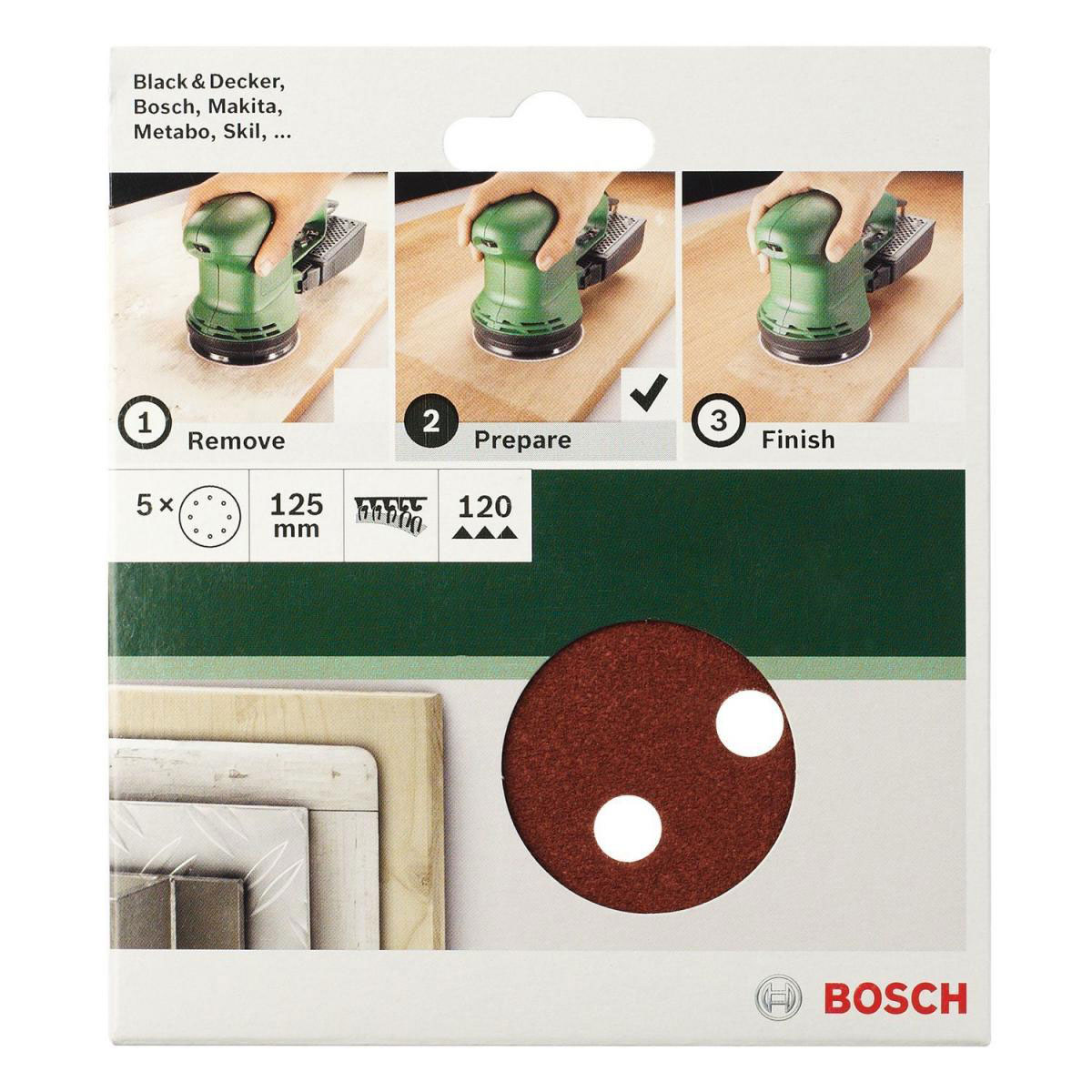 Bosch  DIY Schleifblatt Durchmesser 125 mm 2x G60/120/ 240 8 Löcher Klett 6- teilig  Bild 4
