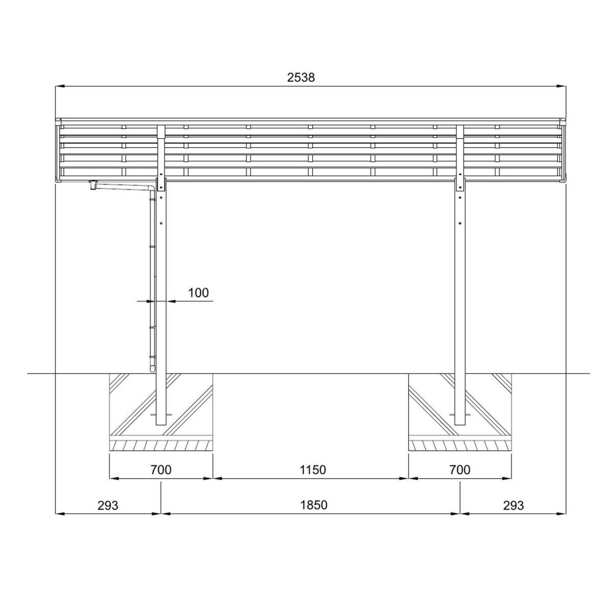 Ximax Carport Alu Portoforte 60 Mini SL LxB 4954 x 2010 mm Edelstahl-Look Bild 3