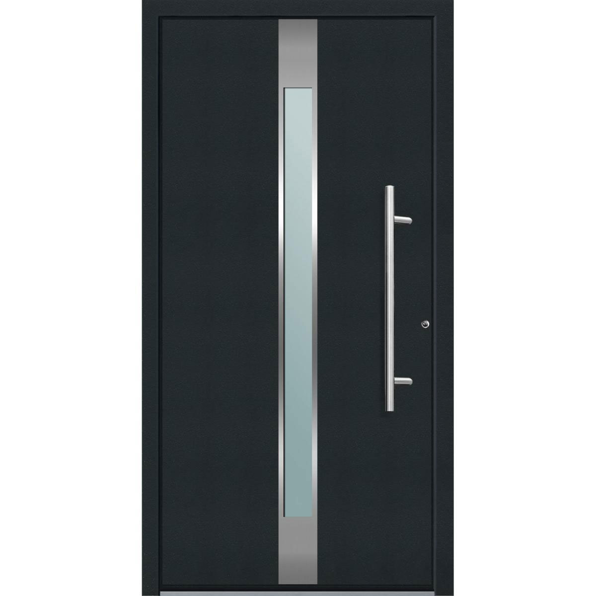 Aluminium Sicherheits-Haustür Rimini Superior 60 mm anthrazit 100 x 210 cm Anschlag rechts inkl Griffset