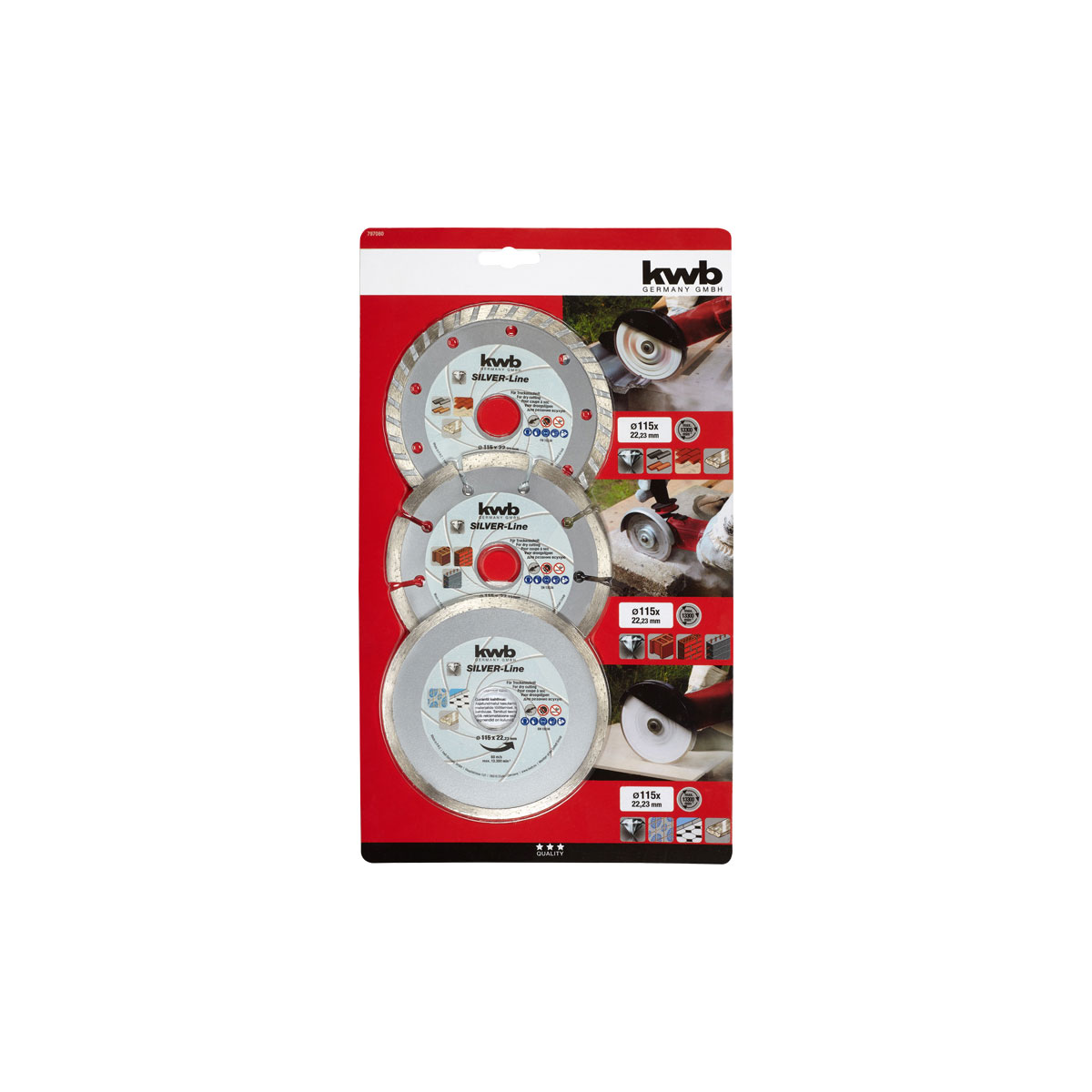 kwb  Trennscheiben Diamantsatz 115 mm 3 teilig Bild 2
