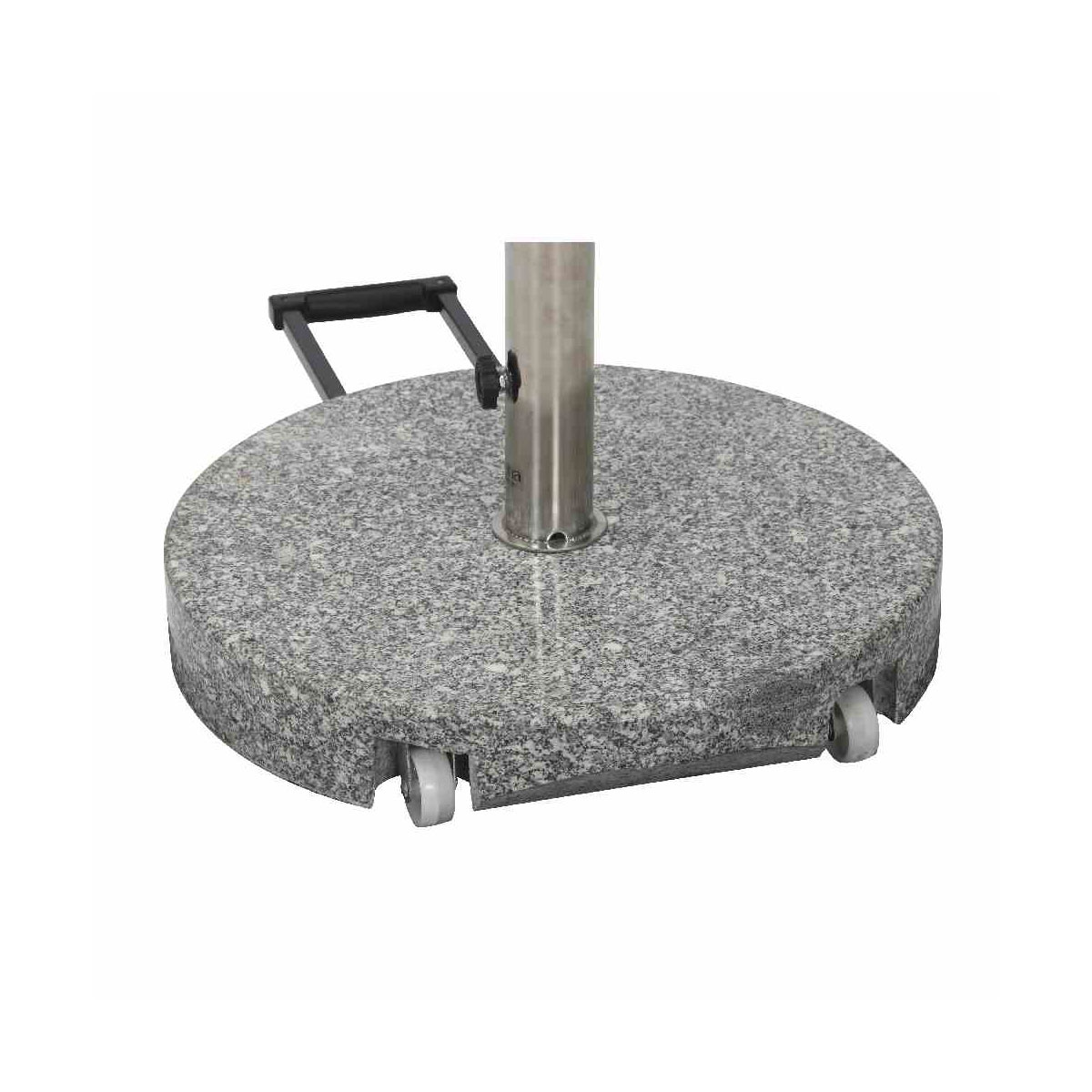 Siena Garden Granit-Schirmständer 40 kg, Ø50x8 cm, hellgrau, für Schirmstock-Ø 25-48 mm, inkl. Rollen Bild 2