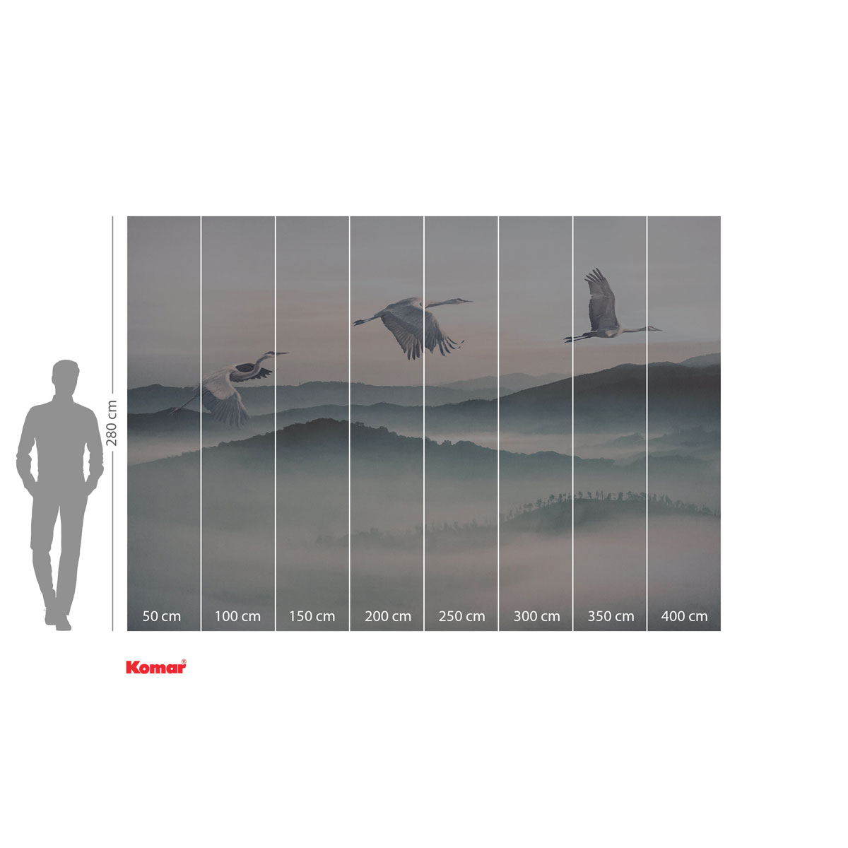 Komar  Vlies Fototapete Mystic Cranes 400x280 cm Bild 3