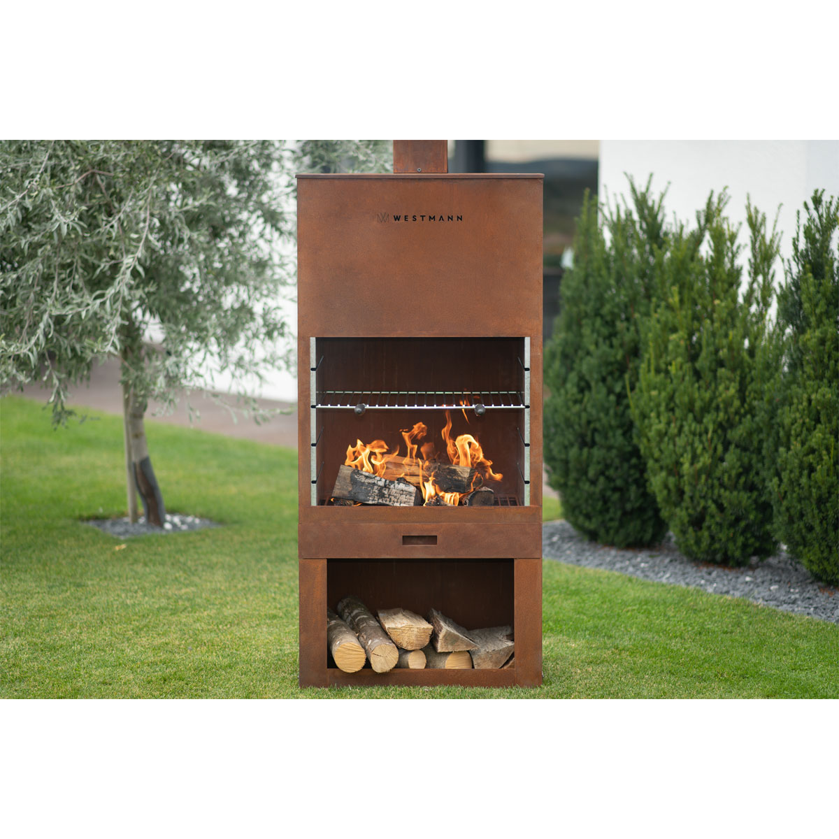 Westmann Terrassenofen Gartenkamin inkl. Grillrost 41x70x229cm Rost Bild 2