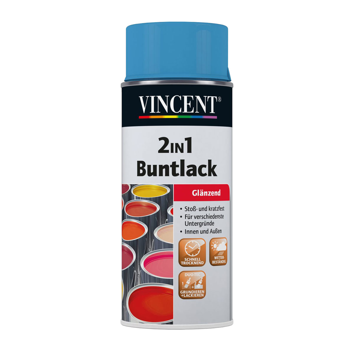Vincent 2in1 Buntlack Spray Lichtblau glänzend 400 ml