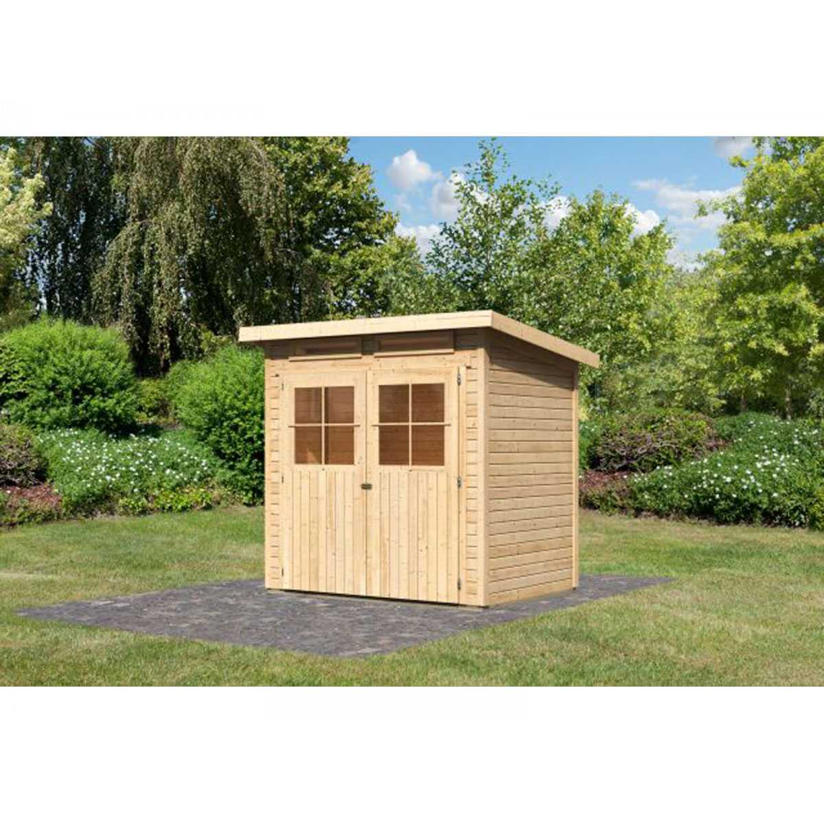 Karibu Gerätehaus Glücksburg 2 Pultdach 203 x 155 x 202 cm cm naturbelassen