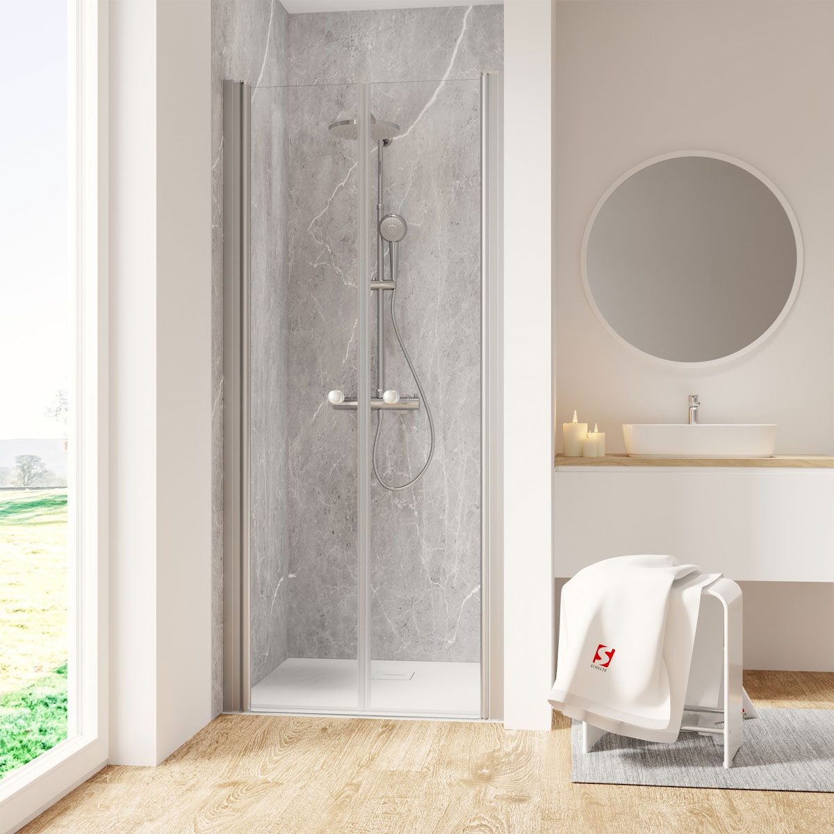 Schulte Pendeltür in Nische Garant 2.0 alu-natur 800 x 2000 mm Bild 1