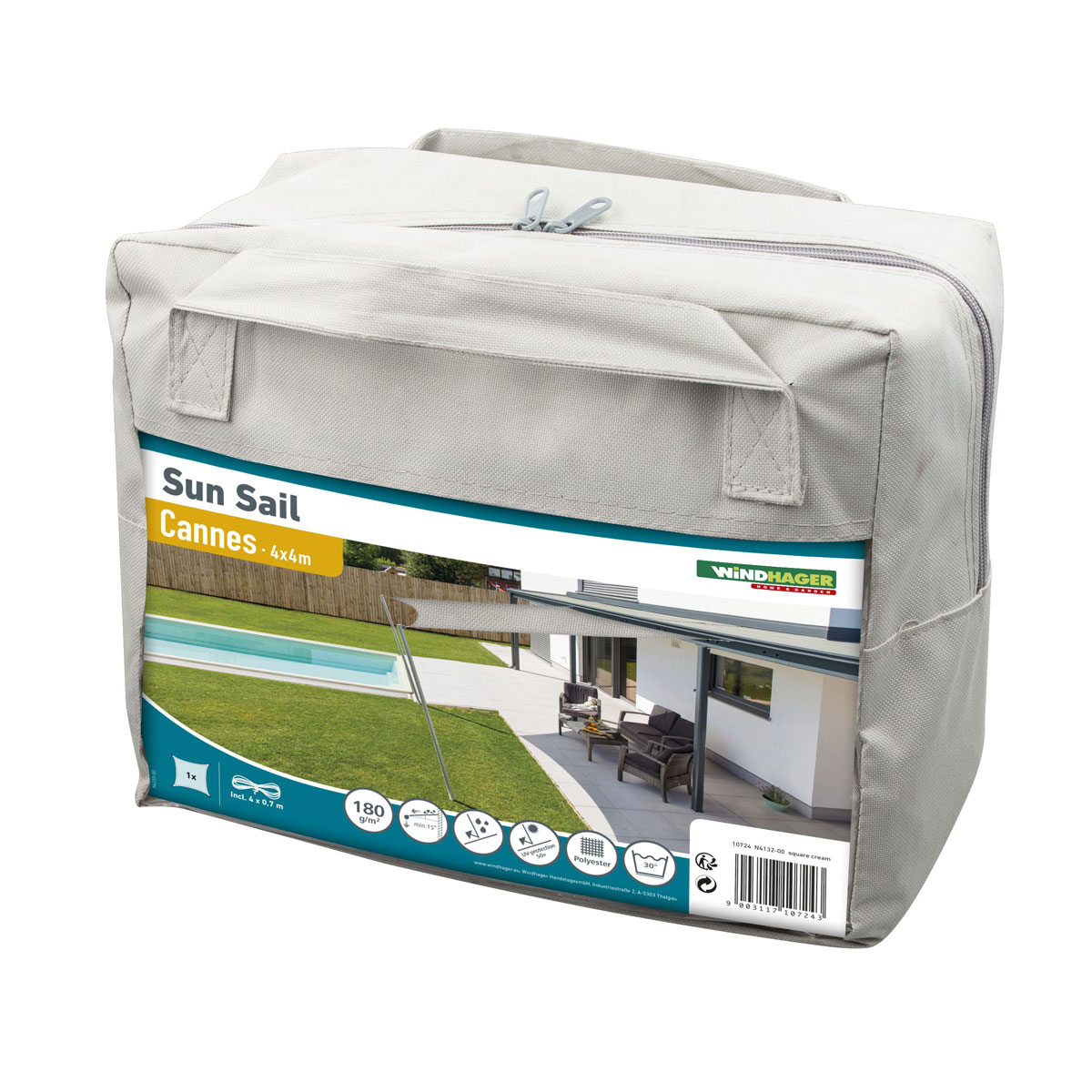 Viereck-Segel Cannes 4 x 4 m grey Bild 4