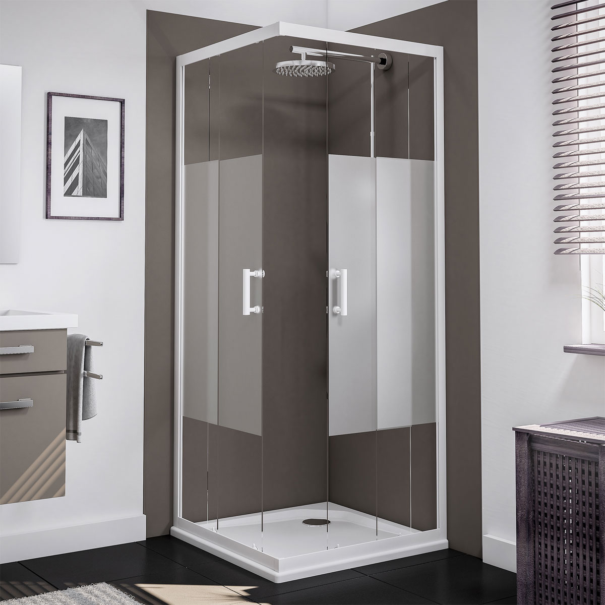 Schulte Eckeinstieg Sunny 90 x 90 cm alpinweiß Bild 1