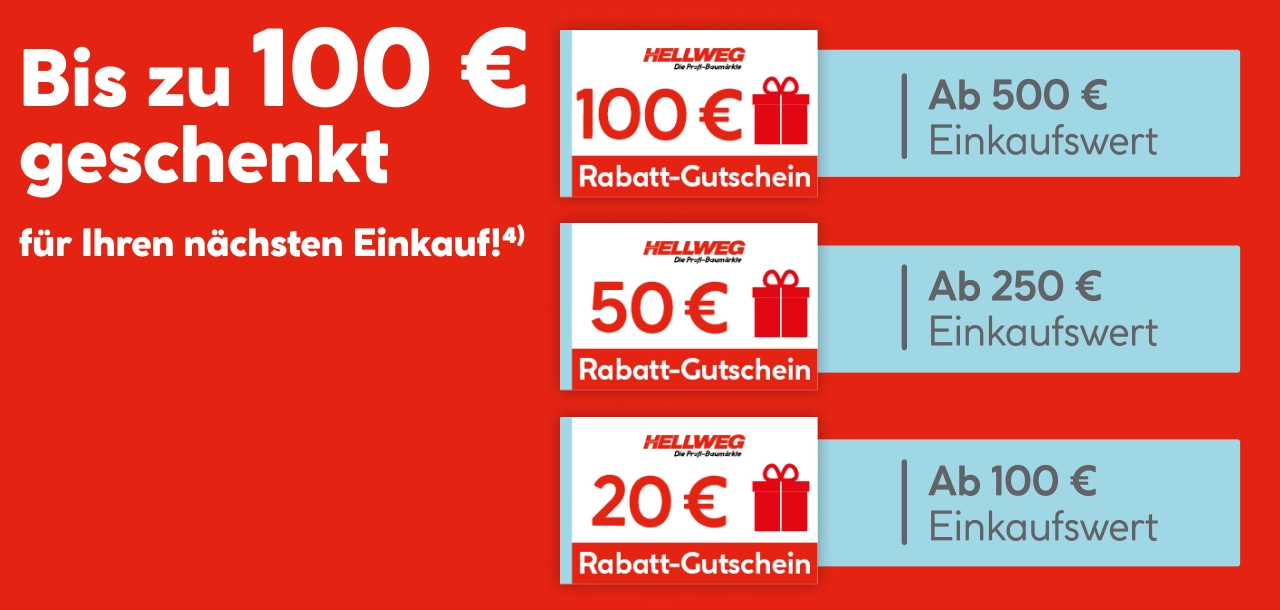 Bis zu 100 Euro geschenkt für Ihren nächsten Einkauf!