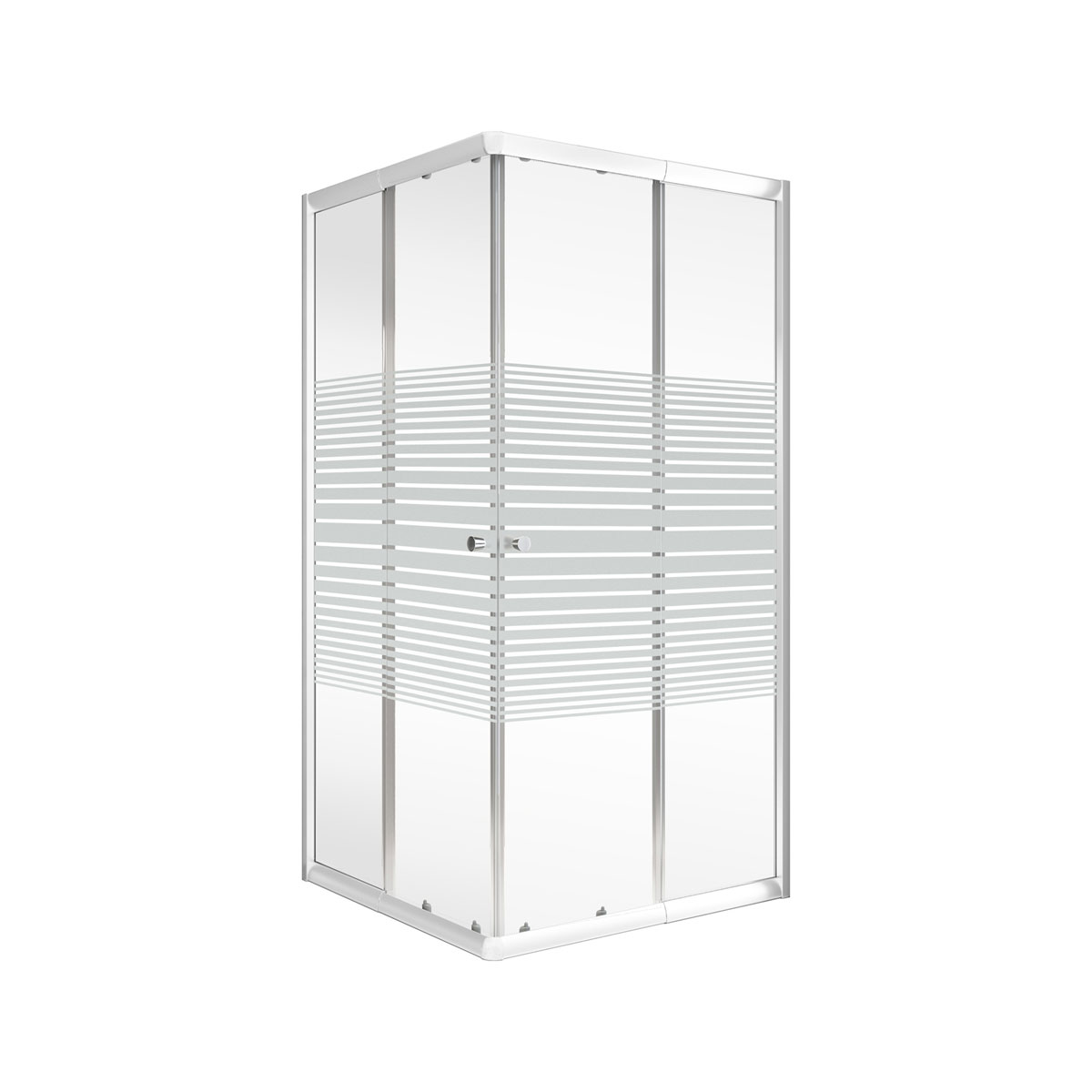 Schulte Eckdusche mit Schiebetür Sunny 75-90 x 180 x 75-90 cm ESG alpinweiß Dekor Querstreifen 72 Bild 2