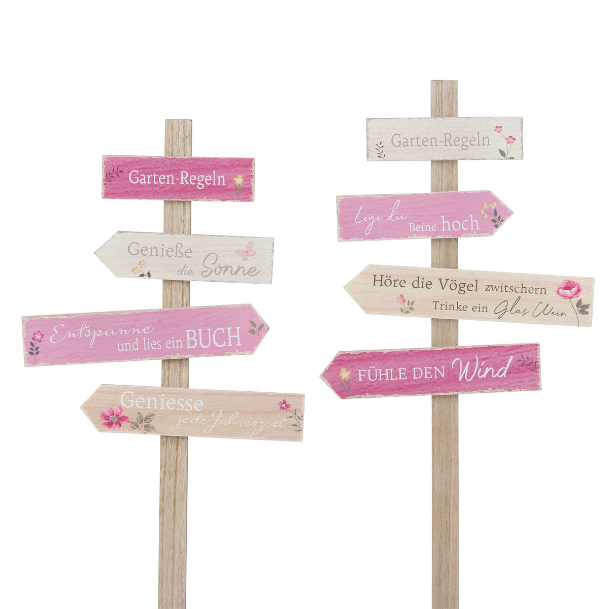 Gartenstab Rosalie Gartenregeln 100 cm rosa/natur 2 Sorten