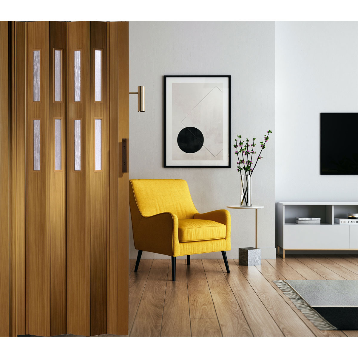 FORTE Kunststoff-Falttür Luciana B 88,5 x H 202 cm Buche 2 Fenster Bild 2