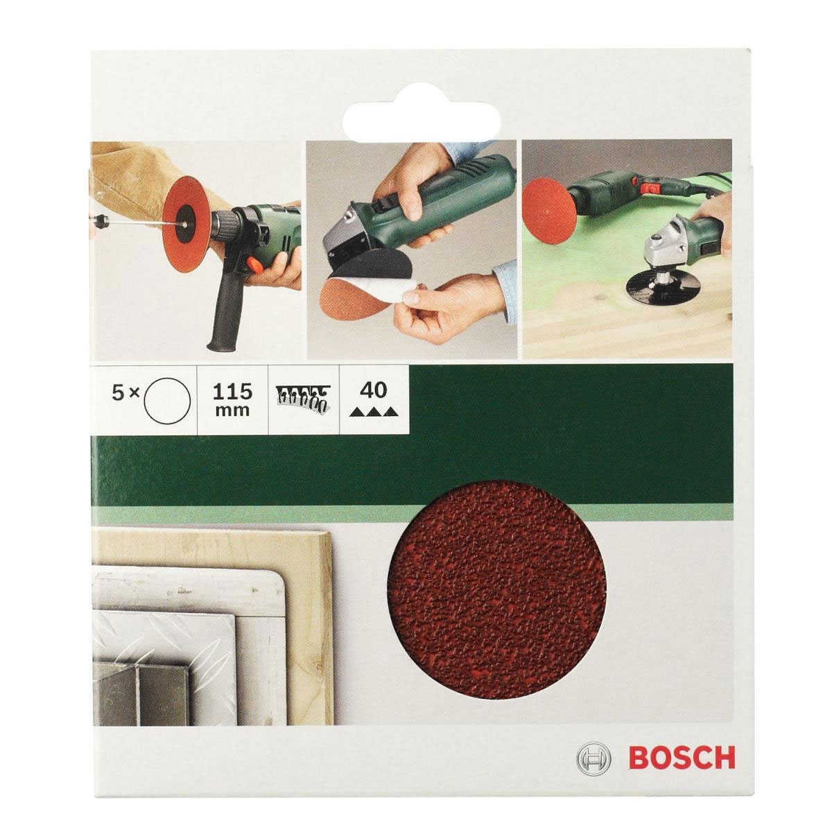 Bosch  DIY Papierschleifblatt Durchmesser 115 mm 3xG60/4xG120/3xG180 ungelocht Klett 10- teilig  Bild 4