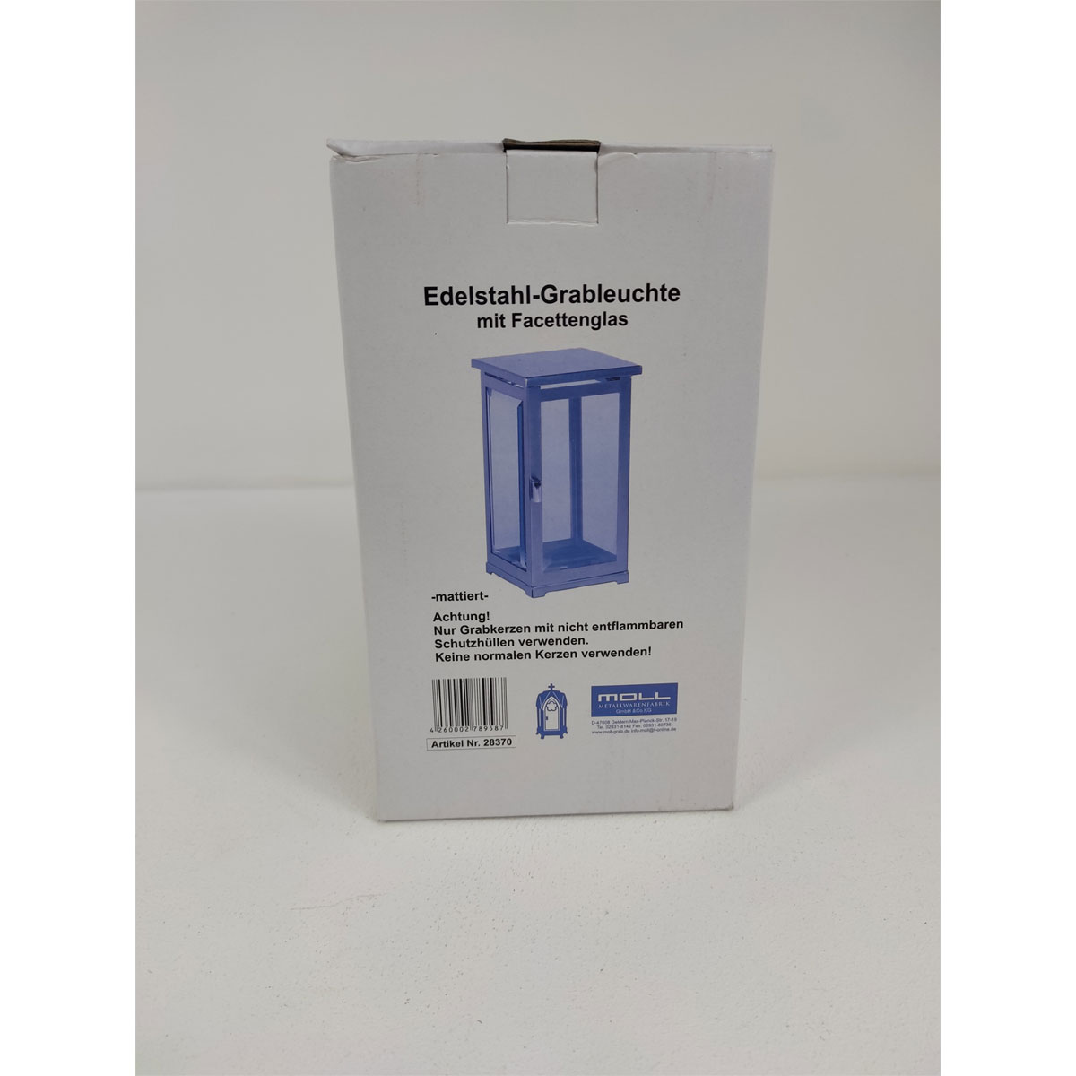 Grablampe Edelstahl mit Facettenglas für Grablichter Bild 3