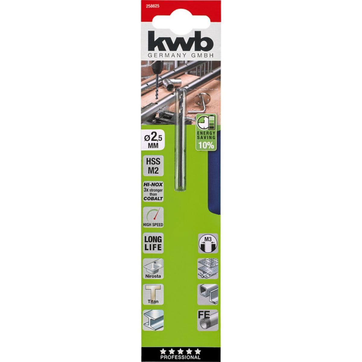 kwb  Metallbohrer Hi-Nox M2 Durchmesser 2,5 mm Bild 2