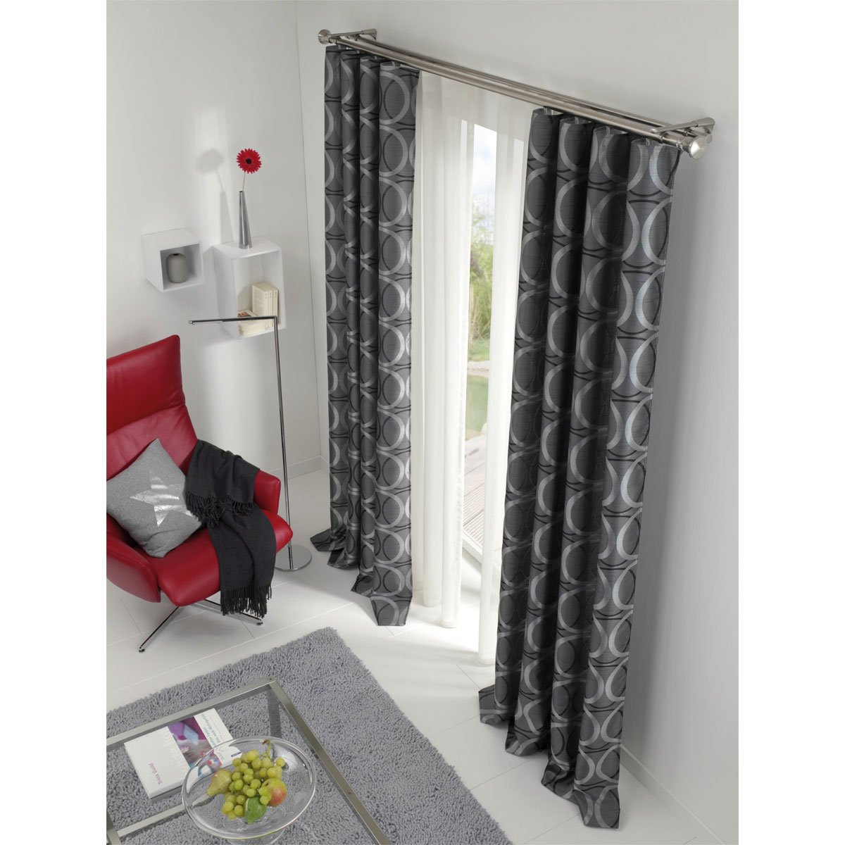 Gardinia  Gardinenstange Windsor mit Innenlauf Durchmesser 16 mm 200 cm Edelstahl-Optik Bild 3