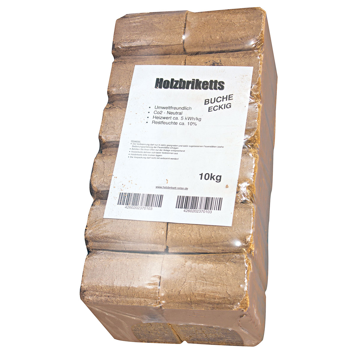 A. Reiter Holzbrikett Hartholz 10 kg eckig in Folie