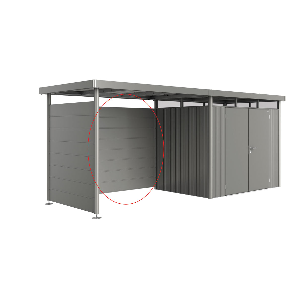 Biohort Rückwand für Seitendach zu Gerätehaus HighLine H2-H5 quarzgrau-metallic