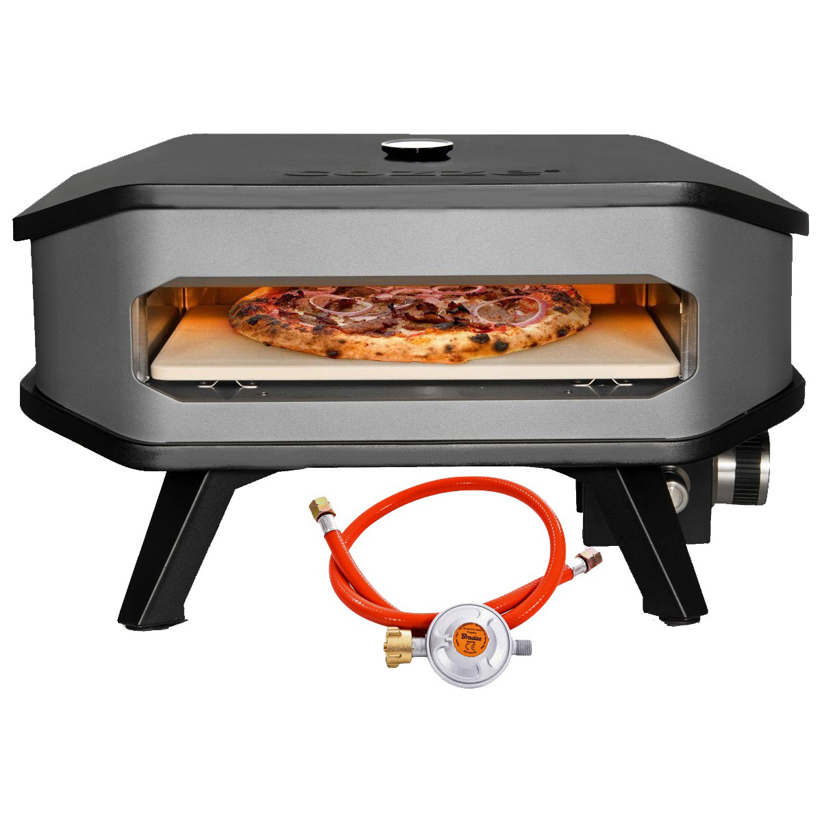 COZZE Pizzaofen Gas mit Thermometer und Pizzastein