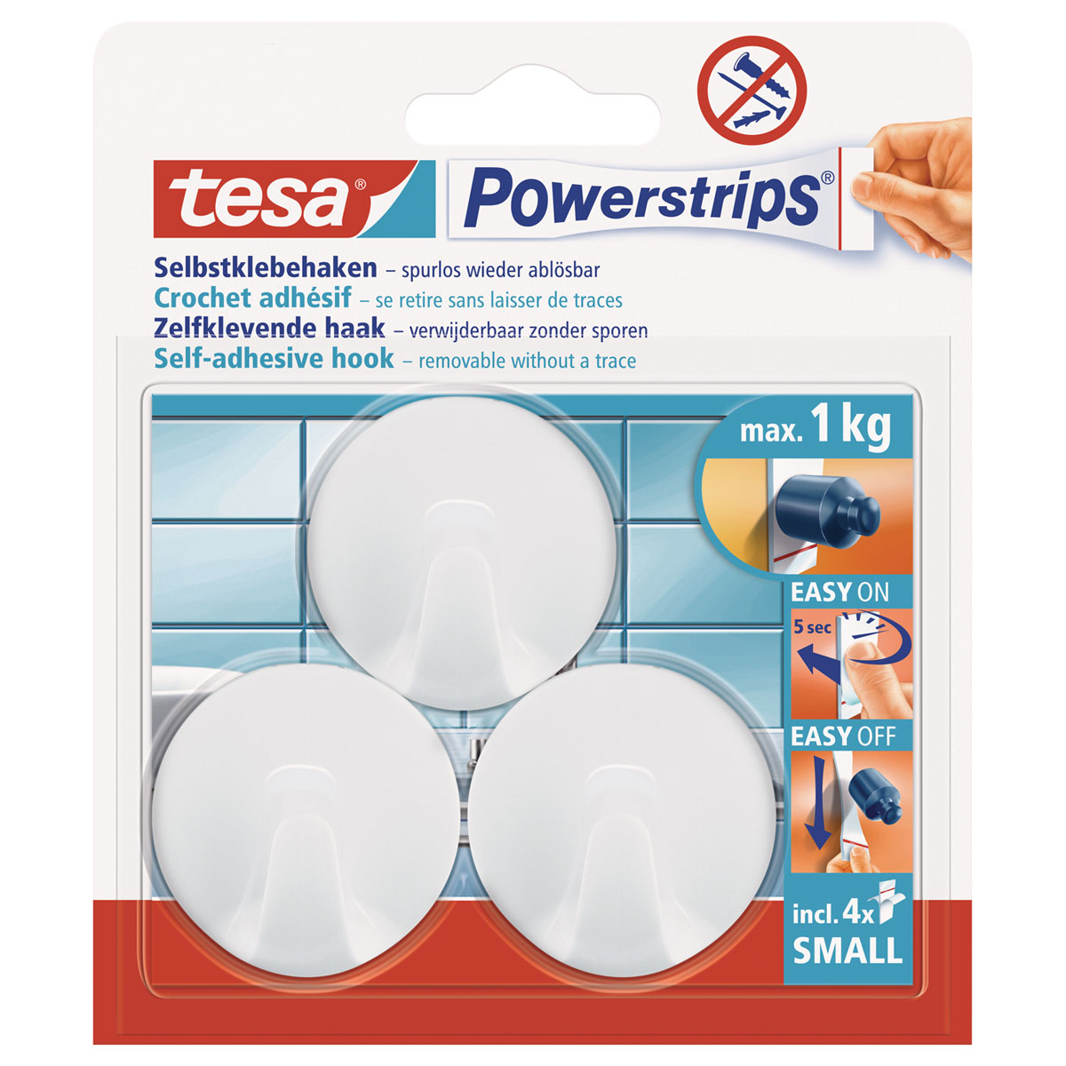 Tesa Powerstrips Haken Small rund weiß 3 Stück Bild 1