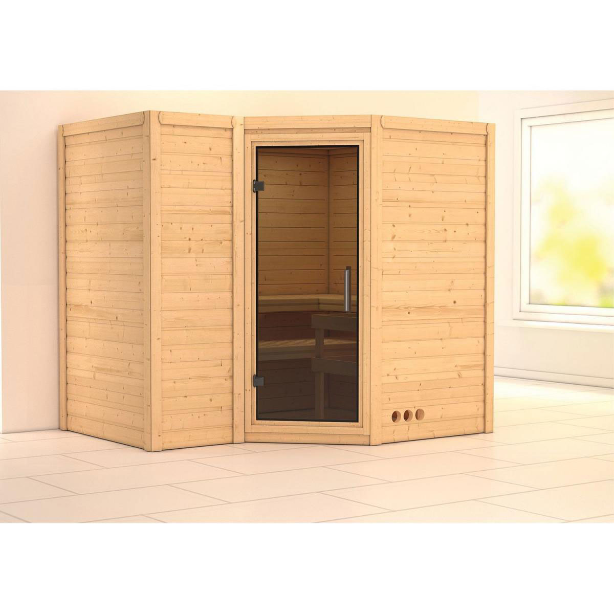 Karibu Sahib 2 Eckeinstieg ohne Ofen ohne Kranz Tür graphit Bild 1