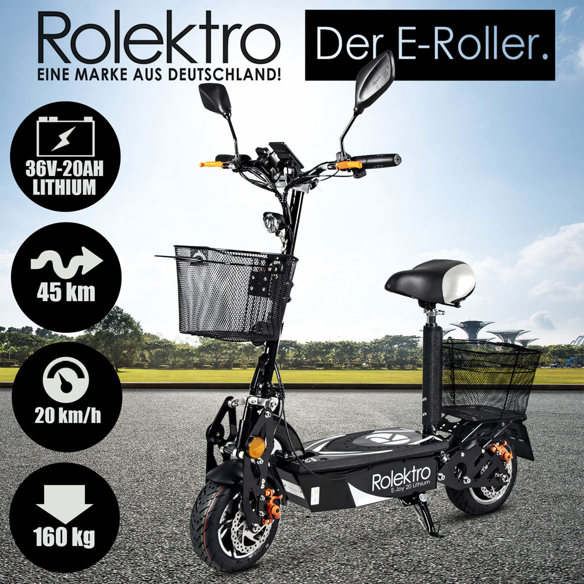 Rolektro E-Scooter „E-Joy 20 “, Schwarz Bild 7