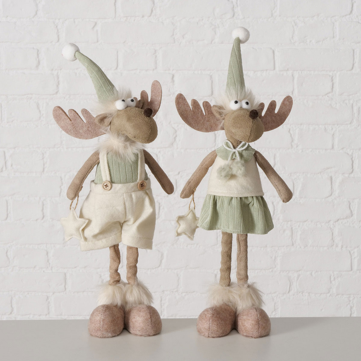 Figur Bruny sortiert Elch 17 x 12 x 45 cm cremeweiß braun hellgrün Textil Bild 4