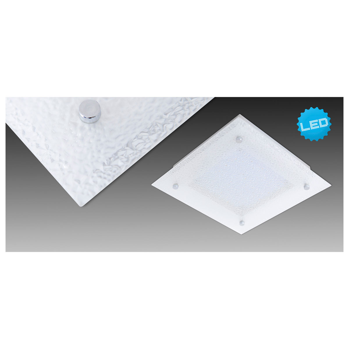Naeve LED DL Leeds Metall/Glas silberLxBxH: 25x25x5,3cm Bild 4