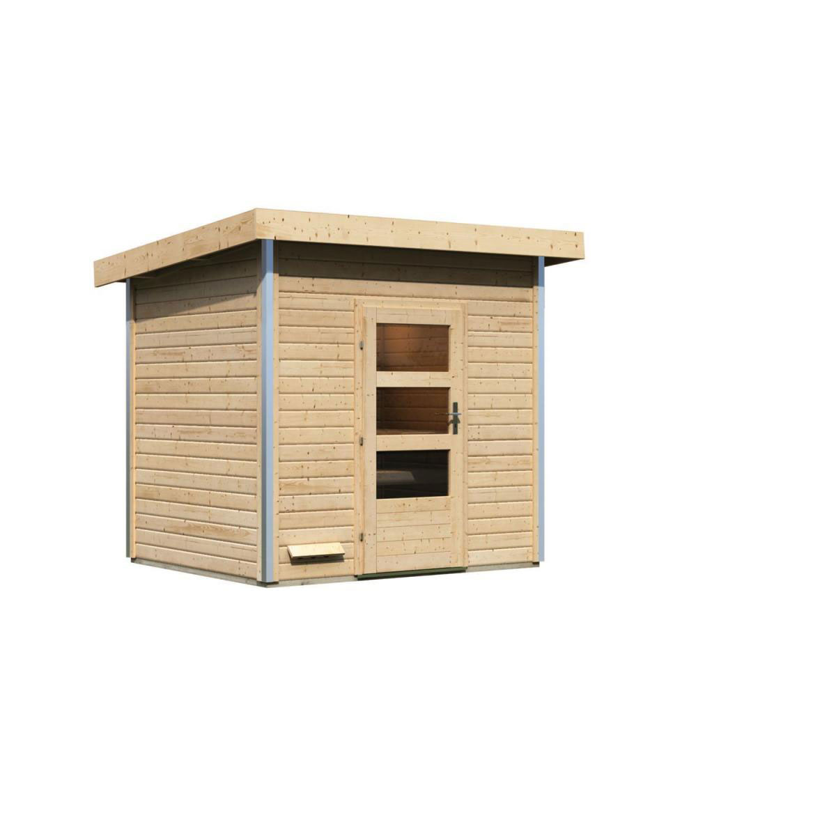 Karibu Saunahaus Norge 38 mm ohne Ofen moderne Tür