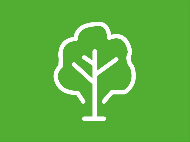 Symbol eines Baumes auf grünem Hintergrund.