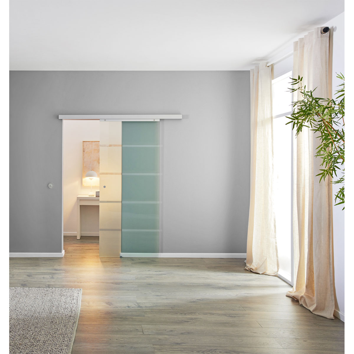 Durabil Glasschiebetür-Set „Edelstahl Open“, 90x208 cm Bild 2