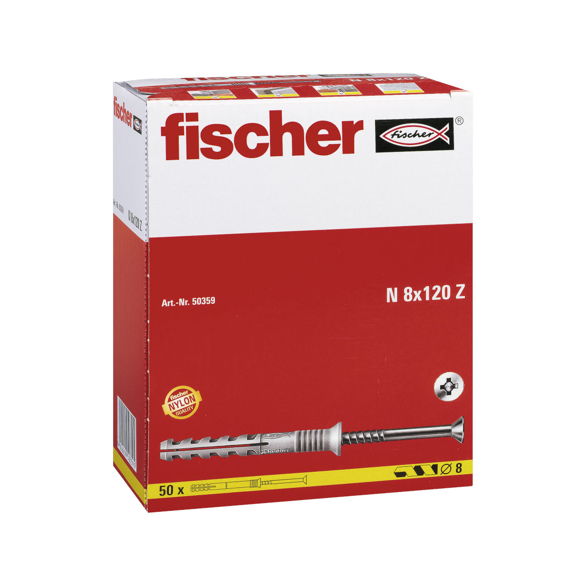 Fischer  Nageldübel 8 x 120/80 mm mit Senkkopf 50 Stück Bild 2
